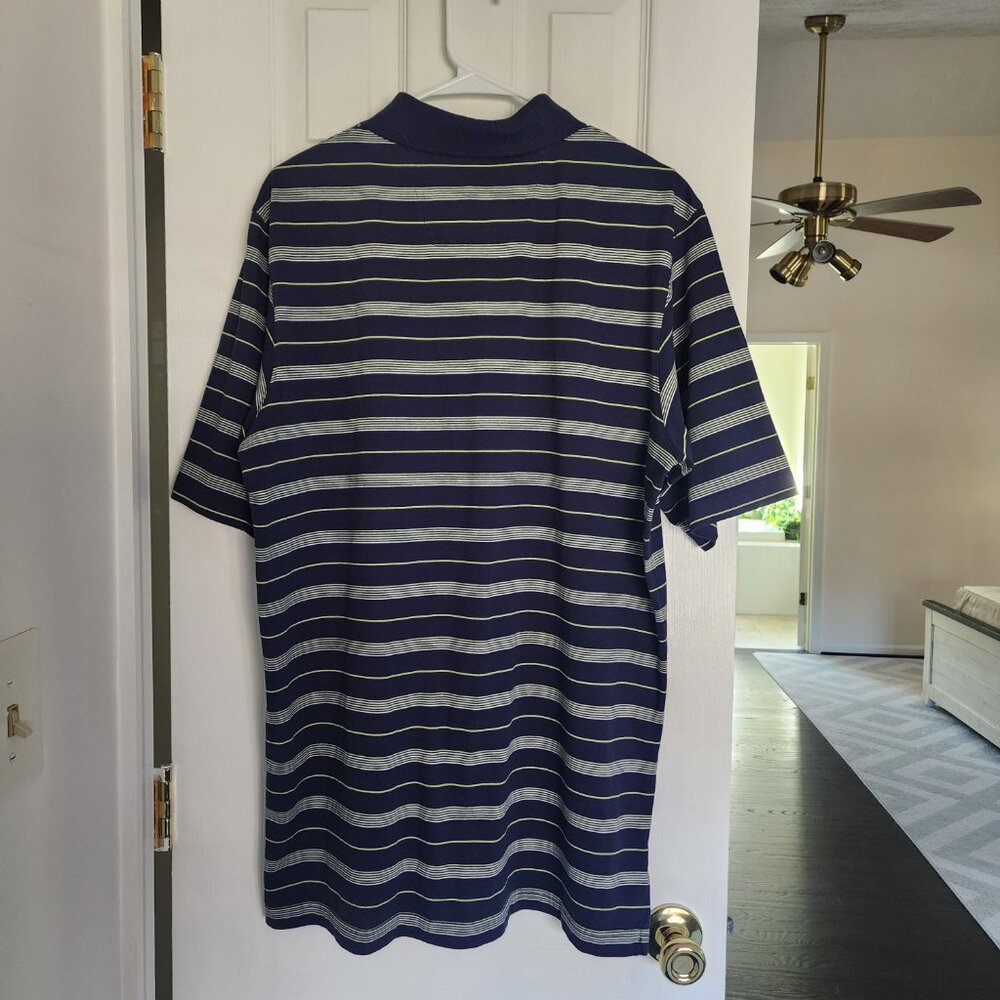 Eddie Bauer Blue, White and Yellow Striped Polo - L Tall - Picture 2 of 5
